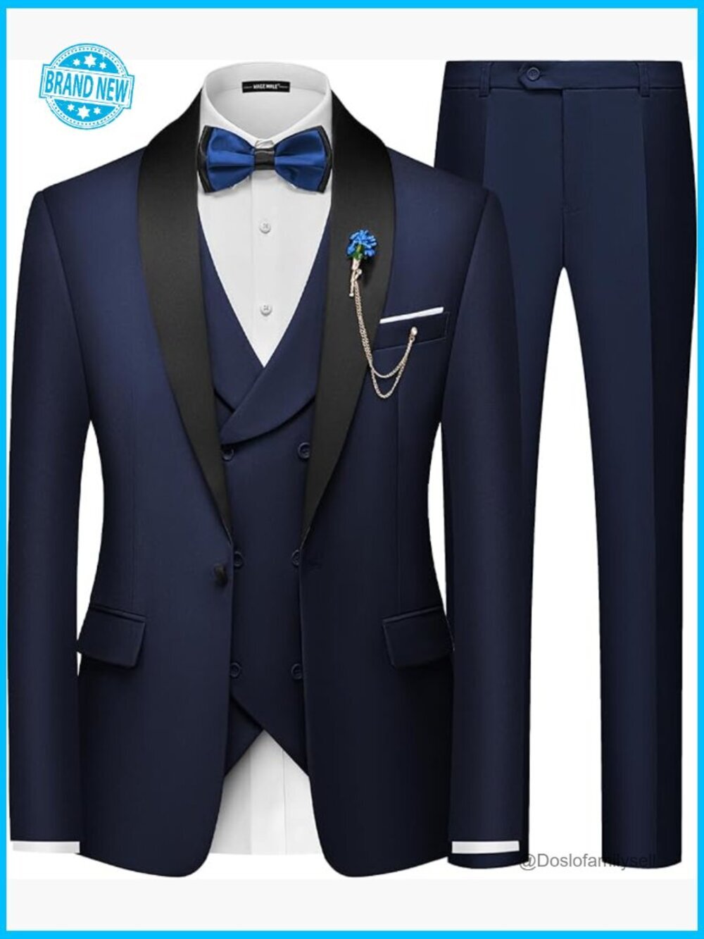 Slim Fit Shawl Lapel Blazer Vest Pants Set Classic Elegant Formal Suit